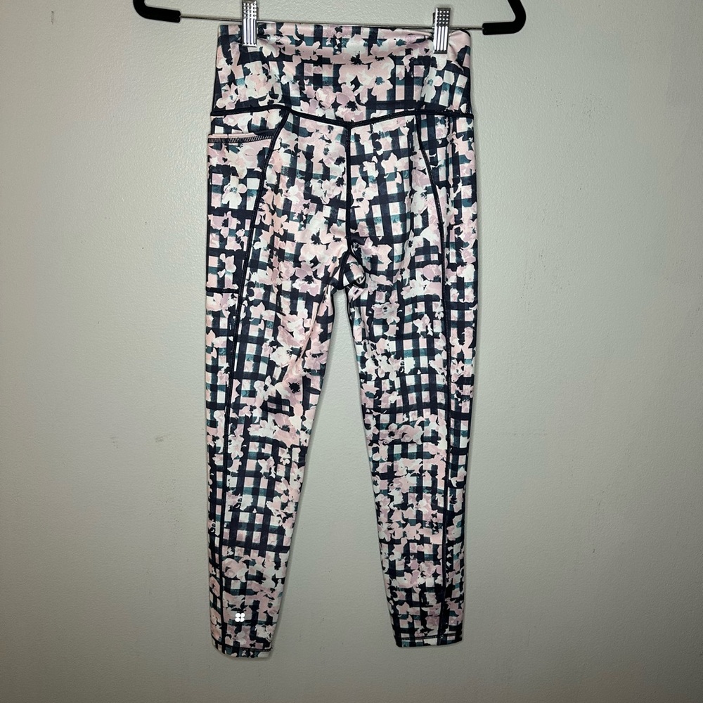 Sweaty Betty Super Sculpt 7/8 Workout Leggings in Flower Check Print - Picture 7 of 7